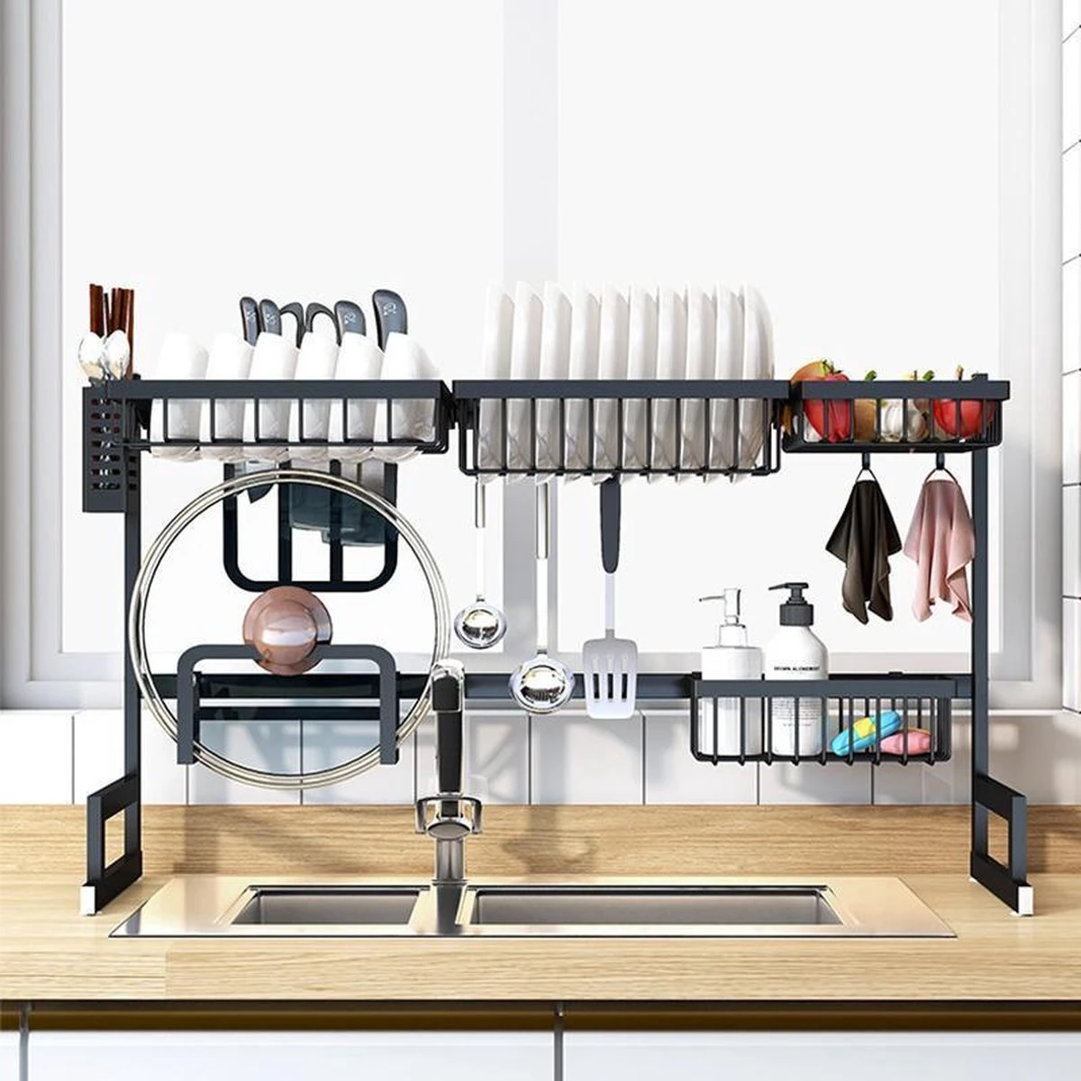 Sens Design Afwasrek Zwart - Afdruiprek - 82,5 Cm - RVS 4 Sens Design Afwasrek Zwart - Afdruiprek - 82,5 Cm - RVS - Afbeelding 4