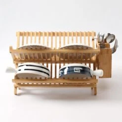 Merkloos Decopatent® Afdruiprek Voor Afwas - Bamboe - Hout - Inklapbaar Afdruiprek - Afwasrekje Inclusief Bestekhouder - Afwas Druiprek -Levensrandproducten 1200x1200 895