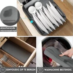 Afdruiprek Met Lekbak - Inclusief Afdruipmat - Opvouwbaar - Afwasrek Met Uitneembare Bestekhouder - Voor Bestek, Borden, Pannen En Schalen -Levensrandproducten 1200x1200 903