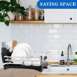 Doogo® Afdruiprek Met Bestekkorf En Lekbak Voor Keukenborden En Bestek Afdruiprek Met Draaibare Uitloop -Levensrandproducten 1200x1200 906