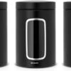 Brabantia Voorraadbussen - 1,4 L - Matt Black - 3 Stuks - Met Venster
