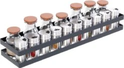 Noswo Kruidenrek Ophangbaar - Kruidenrek Voor Kruidenpotjes - Keukenrek Hangend - 50 Cm - Zwart