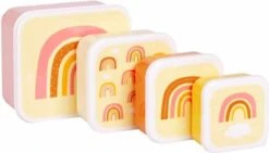 A Little Lovely Company - Brooddoos - Broodtrommel - Lunch & Snack Box Set Van 4 - Regenbogen -Levensrandproducten 1200x683