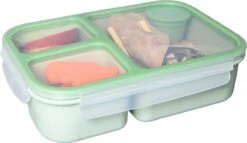 Lock&Lock Lunchbox - Bento Box - Salade Lunchbox - Met 3 Compartimenten - Met Dressing/Saus Bakje - Volwassenen En Kinderen - To Go - Lekvrij - BPA Vrij - 1,5 Liter - Groen -Levensrandproducten 1200x694