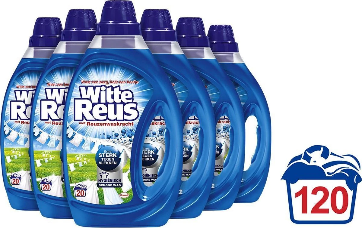 Witte Reus Gel - Vloeibaar Wasmiddel - Voordeelverpakking - 6 X 20 Wasbeurten 8 Witte Reus Gel - Vloeibaar Wasmiddel - Voordeelverpakking - 6 X 20 Wasbeurten - Afbeelding 8