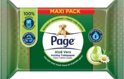 Page Vochtig Toiletpapier - 6 X 74 Stuks - Aloë Vera Maxi Vochtig Wc Papier - Voordeelverpakking -Levensrandproducten 1200x763 1