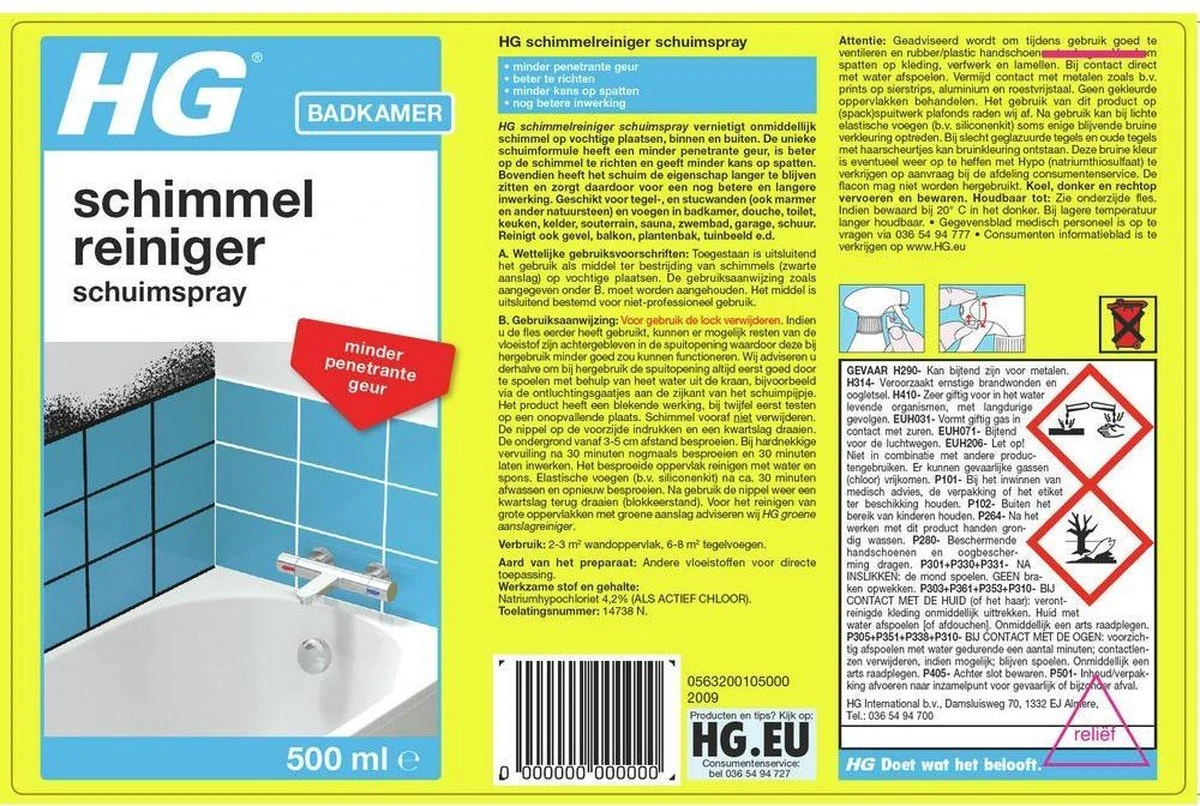 HG Schimmelreiniger Schuimspray - 500ml - De NR 1 Schimmelverwijderaar - Vernietigt De Hardnekkigste Schimmel - Optimale Hechting - Snel Resultaat 2 HG Schimmelreiniger Schuimspray - 500ml - De NR 1 Schimmelverwijderaar - Vernietigt De Hardnekkigste Schimmel - Optimale Hechting - Snel Resultaat - Afbeelding 2