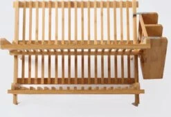 Merkloos Decopatent® Afdruiprek Voor Afwas - Bamboe - Hout - Inklapbaar Afdruiprek - Afwasrekje Inclusief Bestekhouder - Afwas Druiprek -Levensrandproducten 1200x823