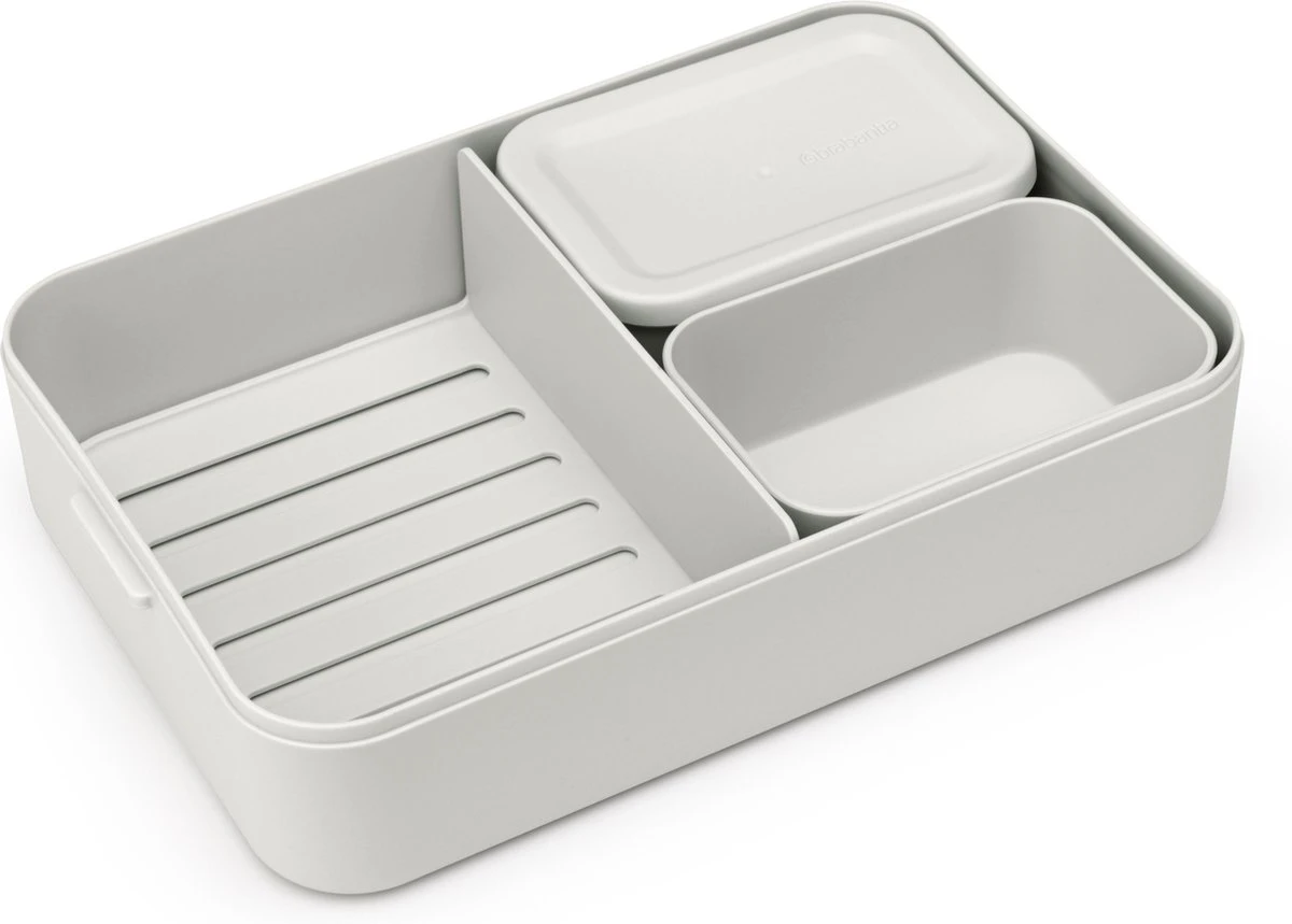 Brabantia Make & Take Bento Lunchbox Incl Bentobox - Large - Kunststof - Light Grey 14 Brabantia Make & Take Bento Lunchbox Incl Bentobox - Large - Kunststof - Light Grey - Afbeelding 14