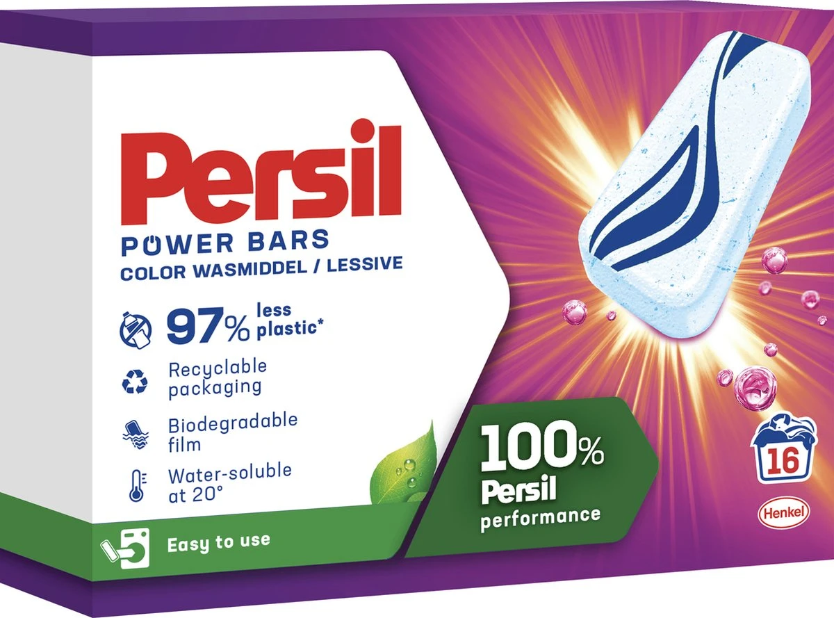 Persil® Persil Power Bars Kleur Wasmiddel - Voordeelverpakking - 9 X 16 Wasbeurten 3 Persil® Persil Power Bars Kleur Wasmiddel - Voordeelverpakking - 9 X 16 Wasbeurten - Afbeelding 3