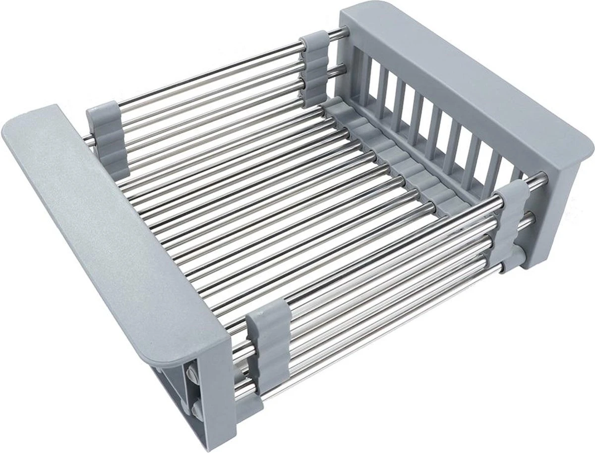 IBright Verstelbare Keukenrek - Gootsteen Mand - Afdruiprek – Vergiet – Verstelbaar In Lengte - Uitschuifbaar - RVS Grijs 7 IBright Verstelbare Keukenrek - Gootsteen Mand - Afdruiprek – Vergiet – Verstelbaar In Lengte - Uitschuifbaar - RVS Grijs - Afbeelding 7