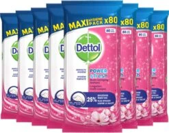 Dettol - Schoonmaakdoekjes - Power & Fresh - Kersenbloesem - 80 Stuks X8 -Levensrandproducten 1200x942