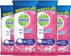 Dettol - Schoonmaakdoekjes - Power & Fresh - Kersenbloesem - 4 X 80 Stuks - Voordeelverpakking