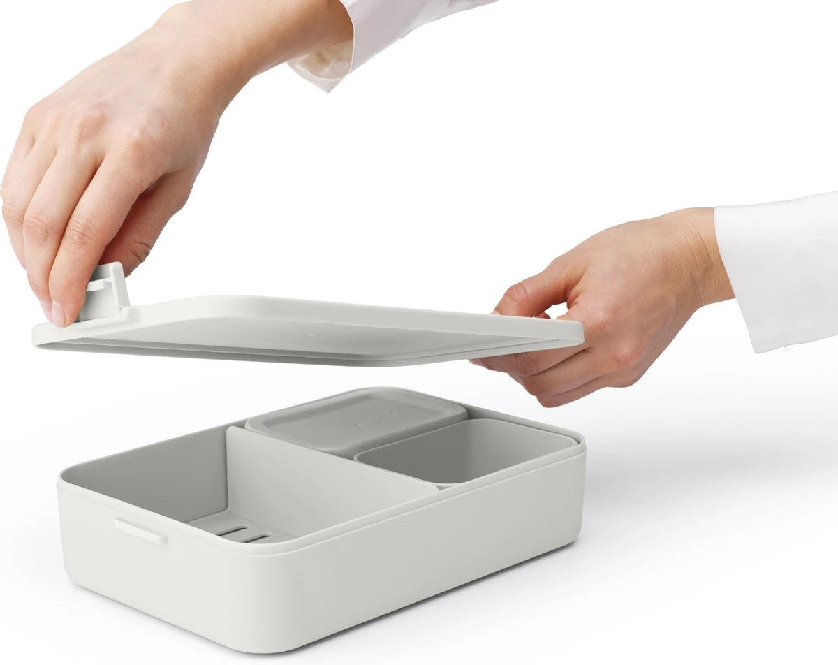 Brabantia Make & Take Bento Lunchbox Incl Bentobox - Large - Kunststof - Light Grey 16 Brabantia Make & Take Bento Lunchbox Incl Bentobox - Large - Kunststof - Light Grey - Afbeelding 16