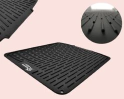 HOMYHON Afdruipmat -Afdruipmat Siliconen -Pannenonderzetter- Antislip -Hittebestendig - Aanrecht Mat -Siliconen Mat - 40 X 46 Cm - Zwart -Levensrandproducten 1200x960 1