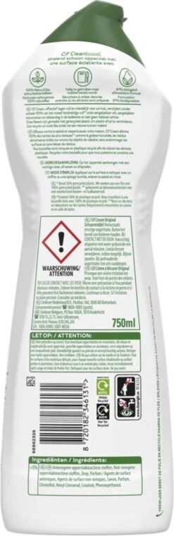 Cif CleanBoost Cream Original Schuurmiddel - 8 X 750 Ml - Voordeelverpakking -Levensrandproducten 390x1200 1