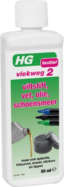 HG Vlekweg 2 - 50ml - Voor O.a. Vlekken Van Viltstift, Vet, Olie & Schoensmeer -Levensrandproducten 412x1200 2