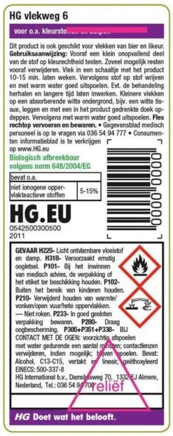 HG Vlekweg 6 - 50ml- Voor O.a. Vlekken Van Ballpoint & Hardnekkige Kleurstoffen -Levensrandproducten 478x1200 5
