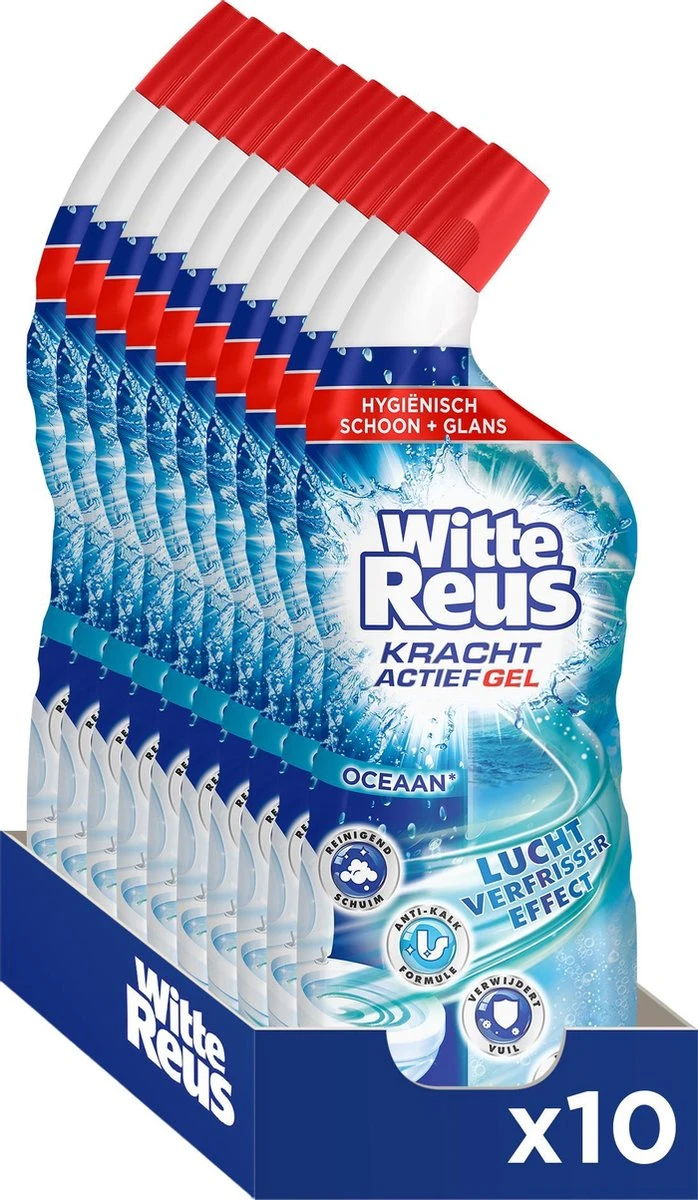 Witte Reus Toiletreiniger - Kracht Actief Gel Oceaan - Voordeelverpakking 10 X 700ml 1 Witte Reus Toiletreiniger - Kracht Actief Gel Oceaan - Voordeelverpakking 10 X 700ml