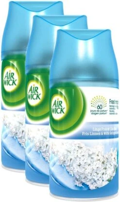 AIRWICK Freshmatic Automatische Spray Refill Frisse Linnen & Witte Bloemen Krimp - (3x250ml) -Levensrandproducten 712x1200 1