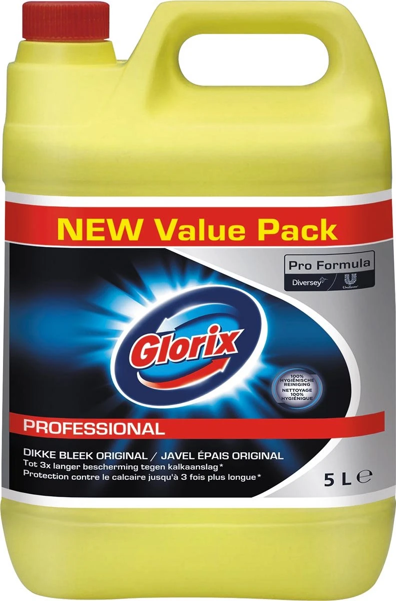 Glorix Pro Formula Toiletreiniger Dikke Bleek Original Met Chloor, Fles Van 5 L 1 Glorix Pro Formula Toiletreiniger Dikke Bleek Original Met Chloor, Fles Van 5 L