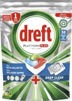 Dreft Platinum Plus All In One Vaatwastabletten - Deep Clean - Voordeelverpakking 4 X 38 Stuks -Levensrandproducten 861x1200