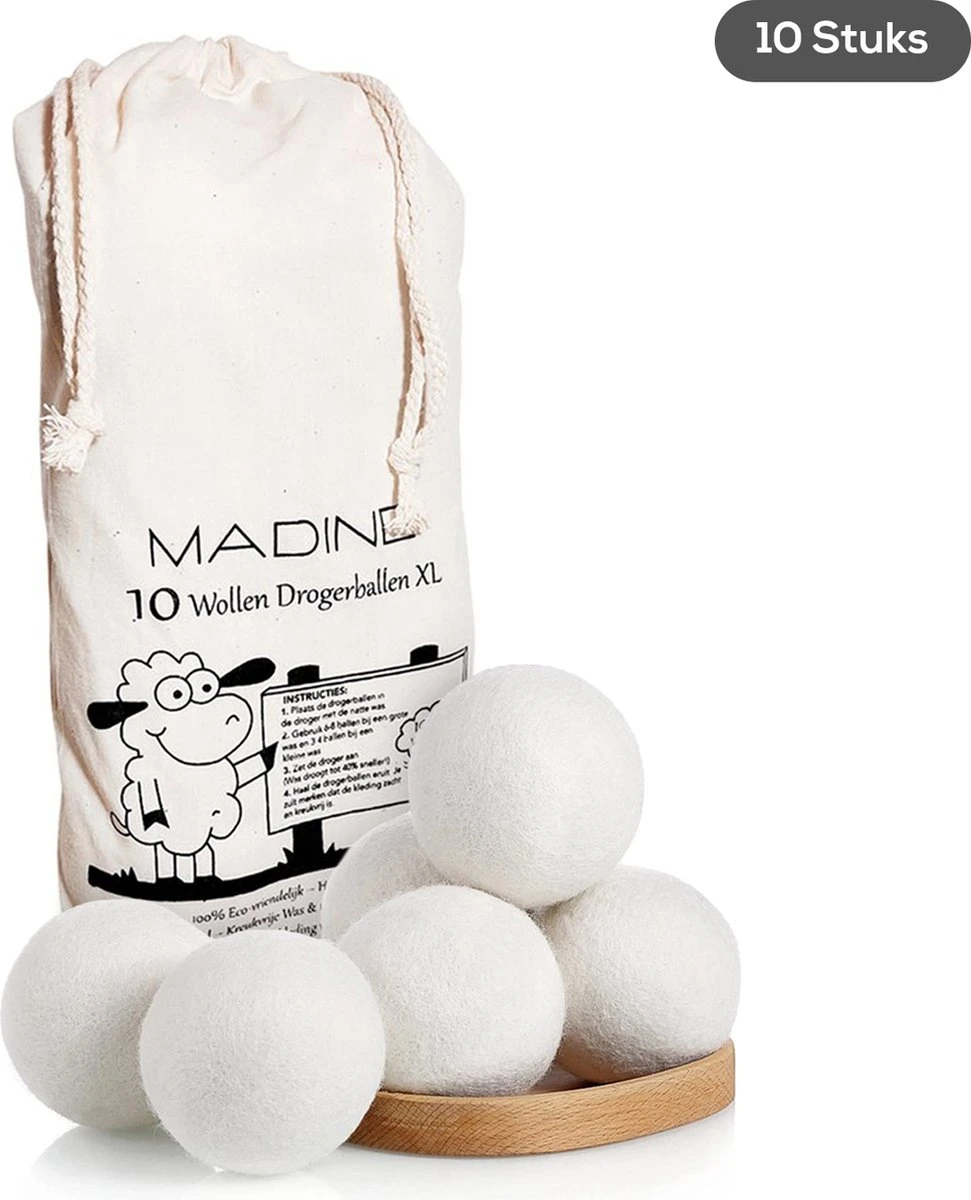 Merino Wollen Drogerballen XL - 10 Stuks - Herbruikbare Wasballen - Natuurlijke Wasverzachter - Wasbollen - Dryer Balls - Duurzame Nieuw-Zeelandse Droogballen 1 Merino Wollen Drogerballen XL - 10 Stuks - Herbruikbare Wasballen - Natuurlijke Wasverzachter - Wasbollen - Dryer Balls - Duurzame Nieuw-Zeelandse Droogballen